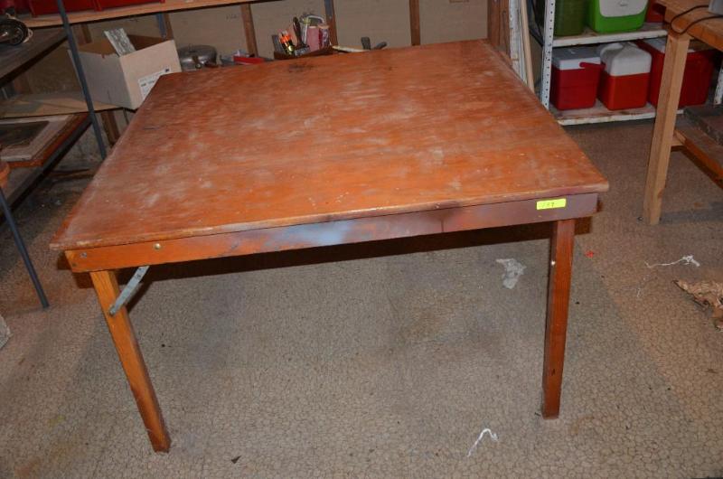 lot 168A image: Folding wood table 48x48"...