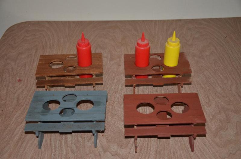 lot 179 image: 4 miniature wood  picnic tables to hold ...