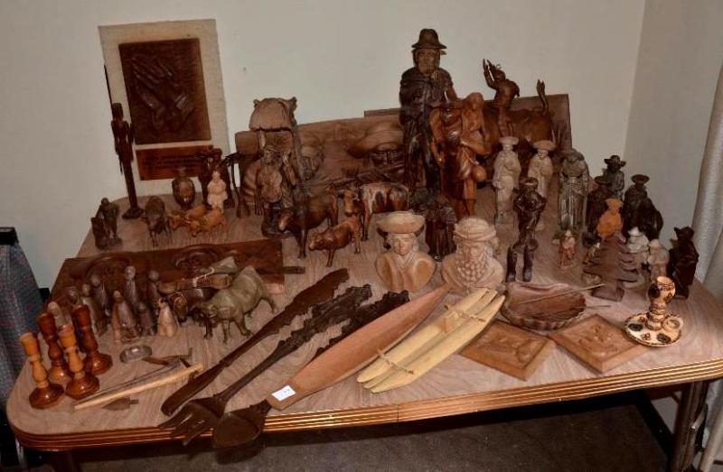 lot 24 image: Hand carved from Ecuador - figurines, candle ...
