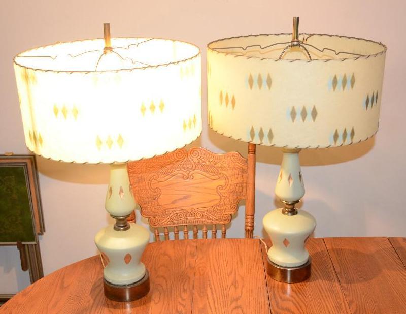 lot 2A image: Two retro lamps 27" tall....