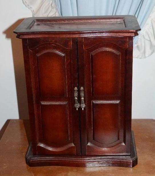 lot 45A image: Wood jewelry box 15" tall...