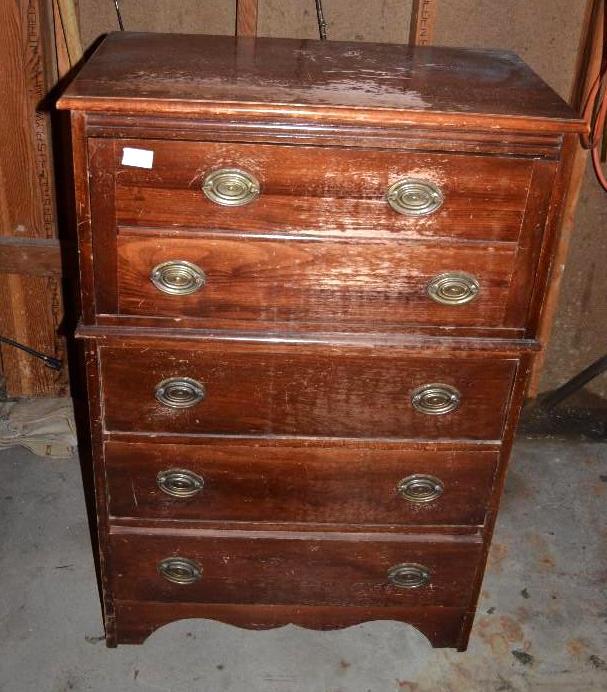 lot 53 image: Vintage wood Secretariat desk 17x28x45"...