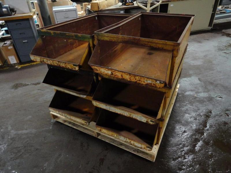 lot 291 image: (6) Stackable Metal Bins, Approximate 41"...
