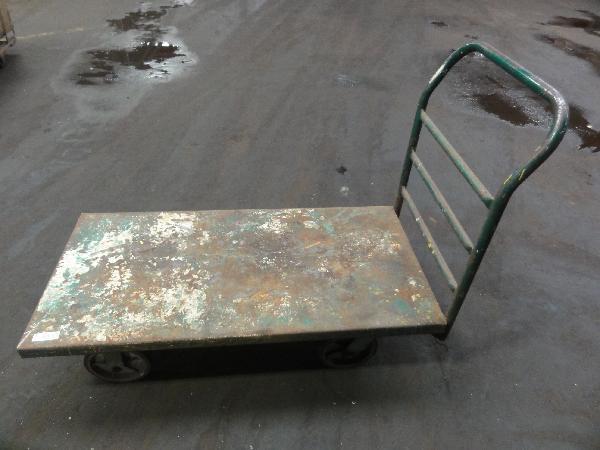 lot 307 image: Steel Flatbed Cart 48L X 24W X 12H Non Removeable Handle