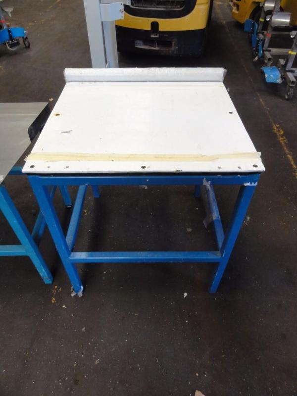 lot 458 image: (2) Polyurethane Work Table Steel Frame Measu...