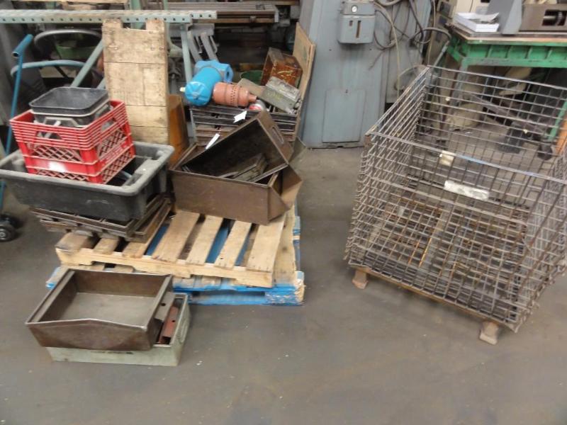 lot 482 image: Assorted Steel Bins and Crate...