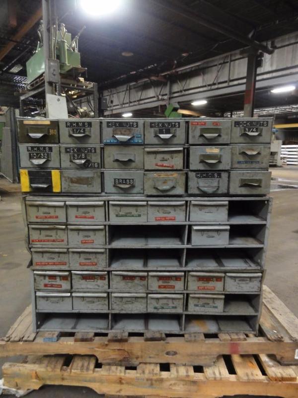 lot 490 image: (3) Lyon Multiple Drawer Parts bins approxima...