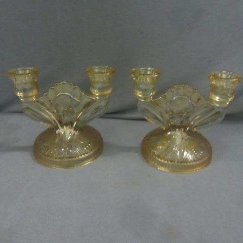Candlestick Holders - Carnival Glass