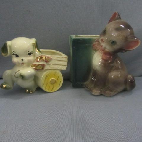 Royal Copley Planters Dog & Cat