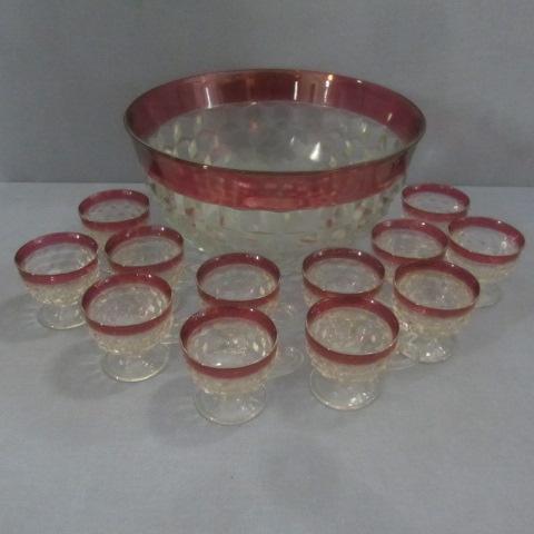Ruby Flash Punch Bowl Set