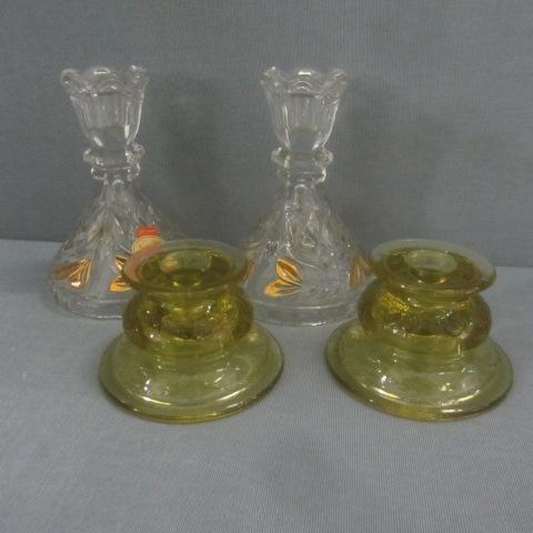 Lead Crystal & Depression Candle Holders