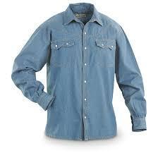 Guide Gear Mens Sawtooth Denim Long-Sleeve Shirt