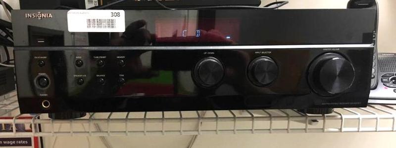 lot 308 image: Insignia AMFM stereo receiver NS-R2001...