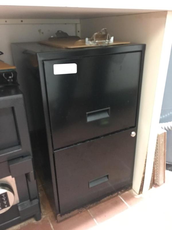 lot 314 image: Black 2 drawer filing cabinet 14.5&quotx18&q...