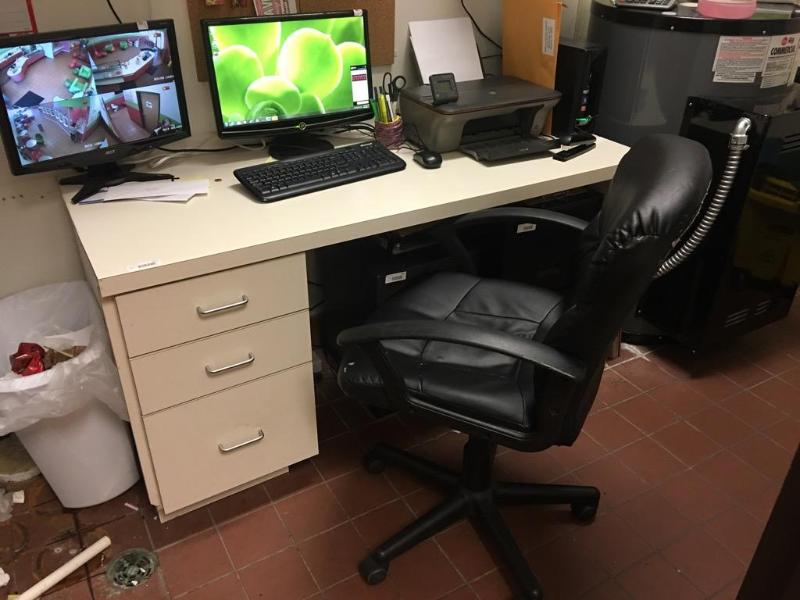lot 315 image: White desk (25.5&quotx60") and black of...