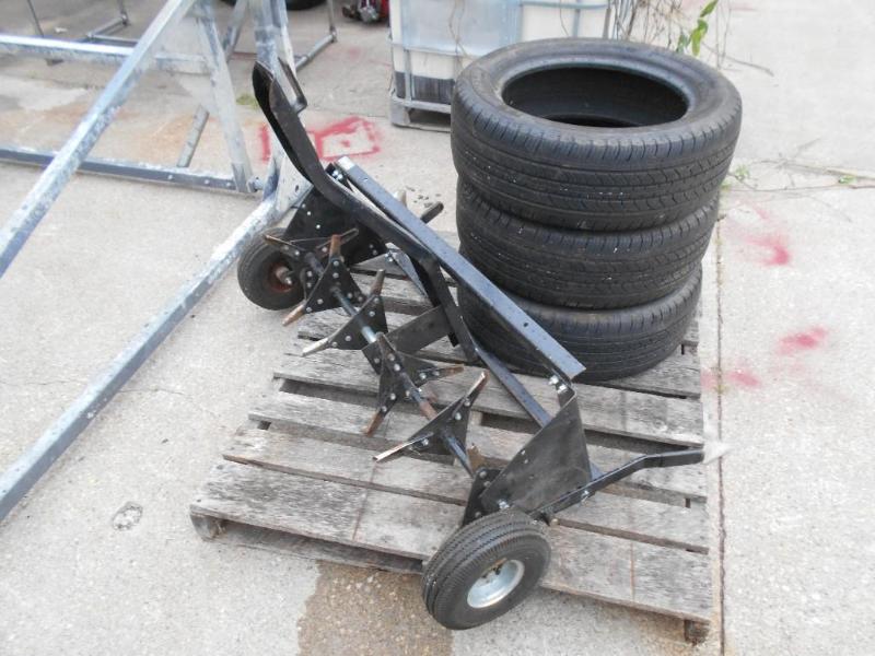 lot 14 image: Tow Behind Aerator and 3 Tires 235-50-17.