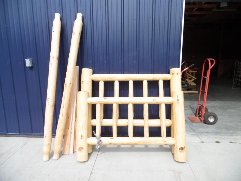 Full size pine log bed frame