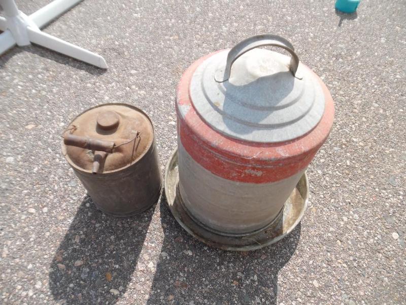 Chicken feeder and oil can