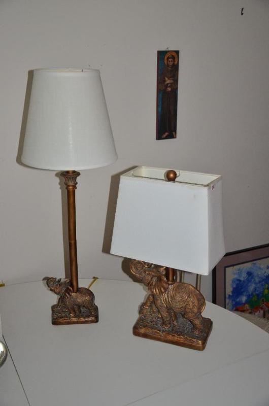 lot 100 image: Two metal elephant lamps 33" & 21&qu...