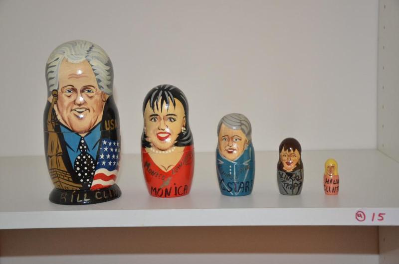 lot 105 image: Bill Clinton doll with Monica & friends.&...