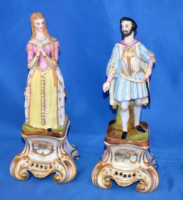 lot 112 image: Romeo & Juliet porcelain figures 12"...