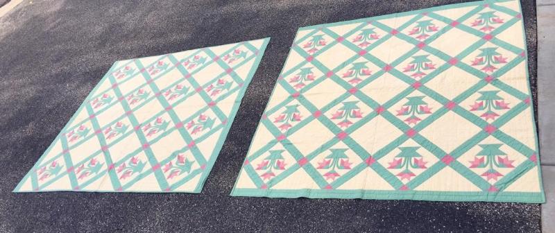 lot 120A image: 2 Large Vintage Quilts. approx 78x81"...