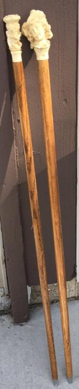 lot 120B image: 2 antique Walking Canes- might be meerschaum....