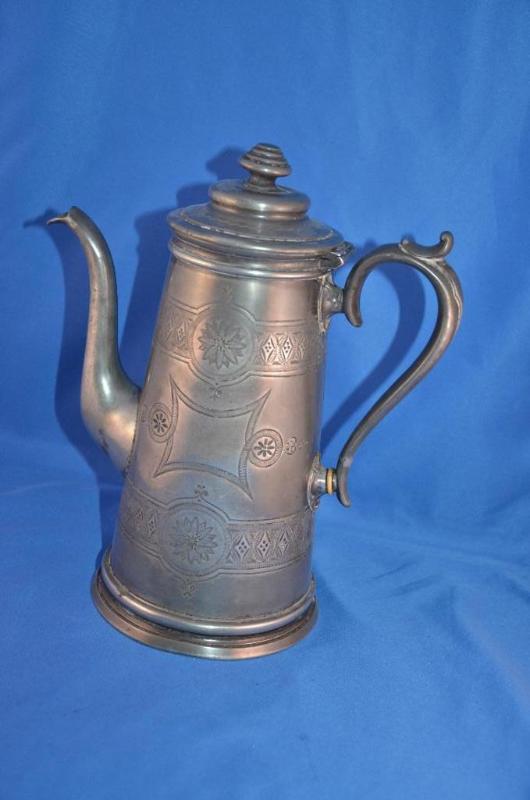 lot 138 image: Metal coffee pot 11" tall...
