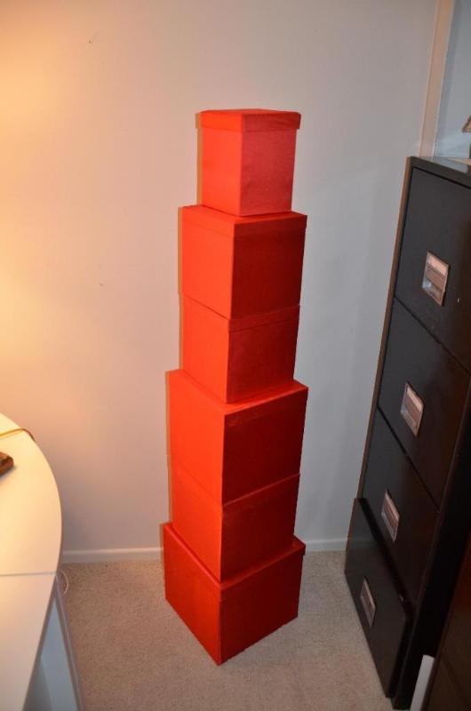 lot 141 image: 6 stackable fabric boxes 12x12x12", 10x1...