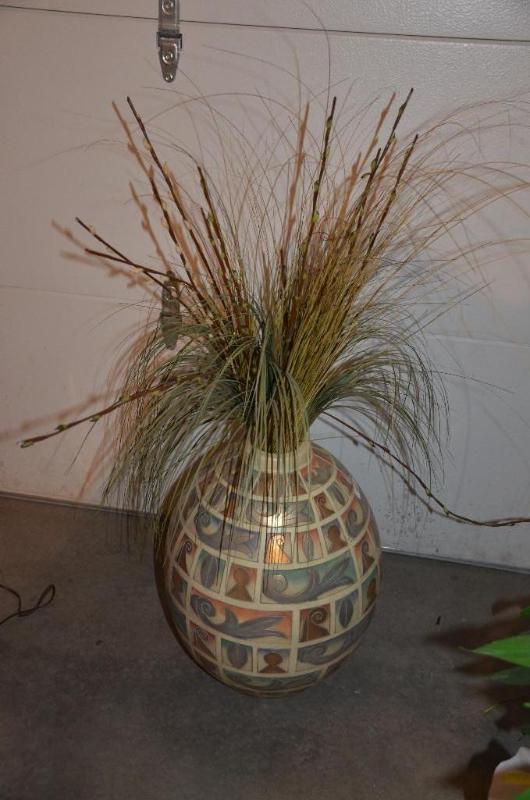 lot 142 image: Ceramic pot with plants 12" tall...