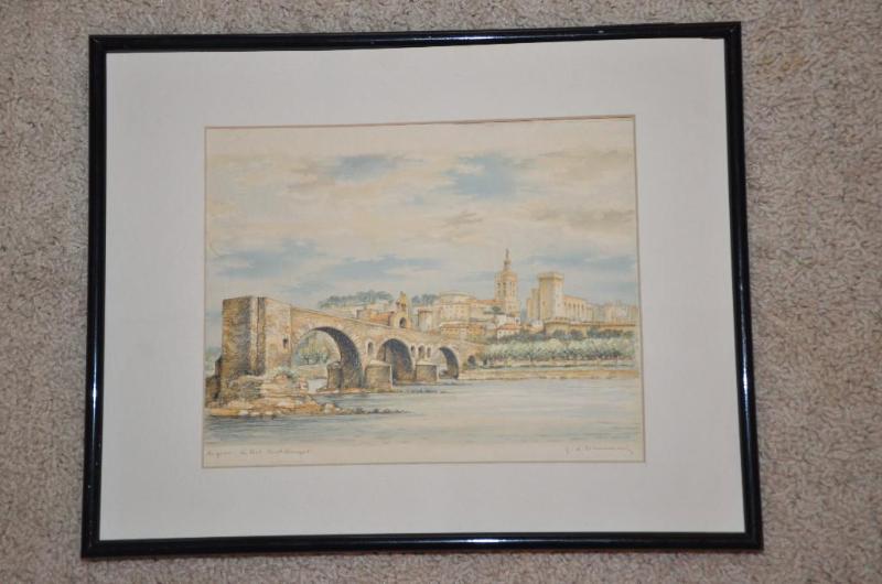 lot 148 image: Framed water color, may be an original, Avign...