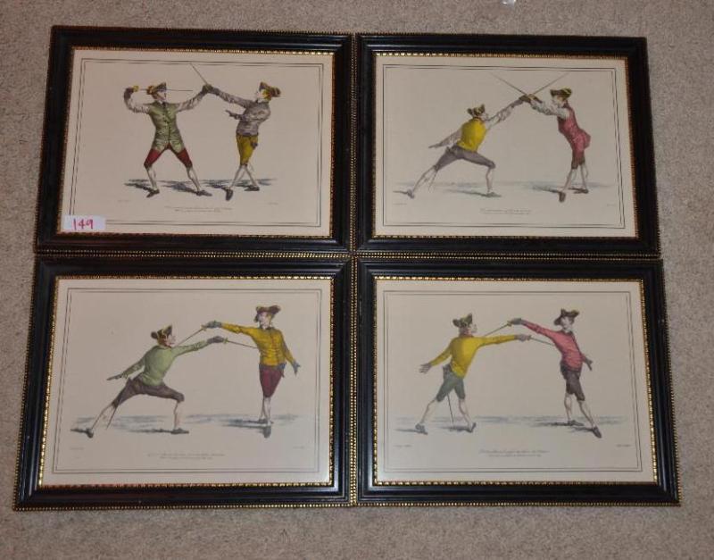 lot 149 image: Set of 4 fencing prints 13x11"...