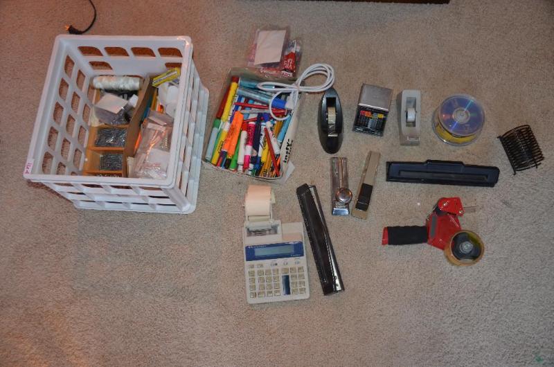 lot 164 image: Crate of misc. office supplies...