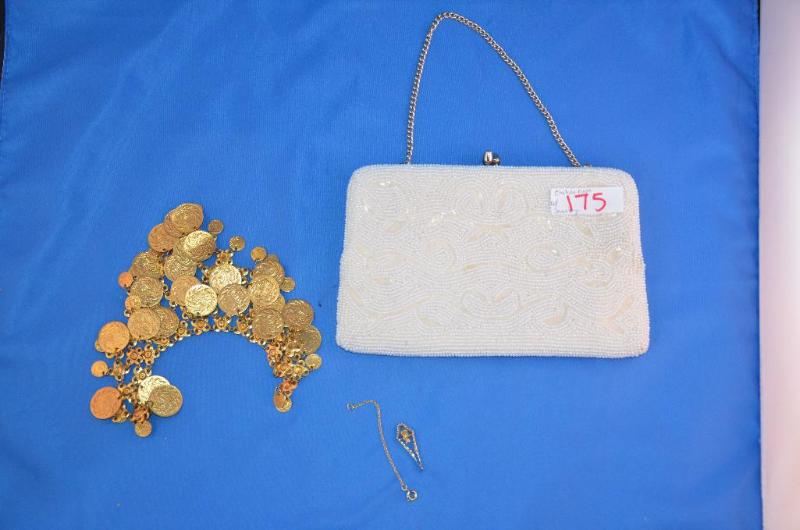lot 175 image: Dayne Taylor clutch purse, bracelet, pendant,...
