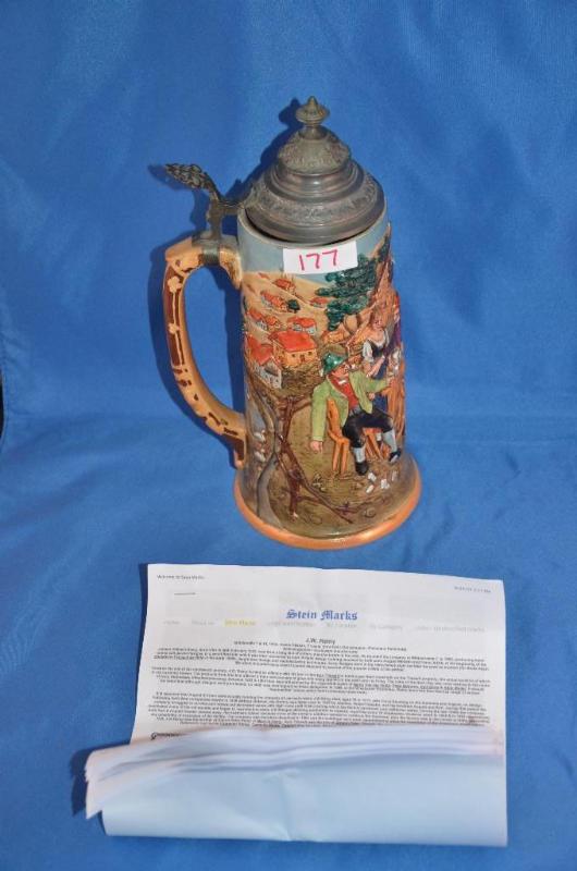 lot 177 image: J.W.R. Germany 794 Stein 8" tall...