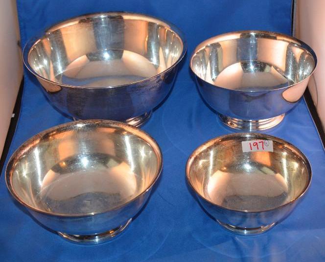 lot 197 image: 4 Gorham stainless steel &nbspbowls 10"...