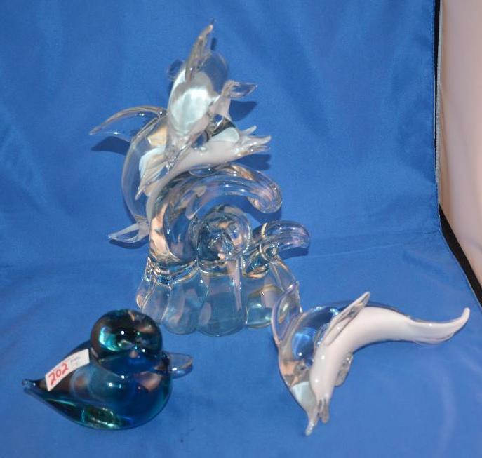 lot 202 image: Lot of beautiful hand blown glass. The dolphi...