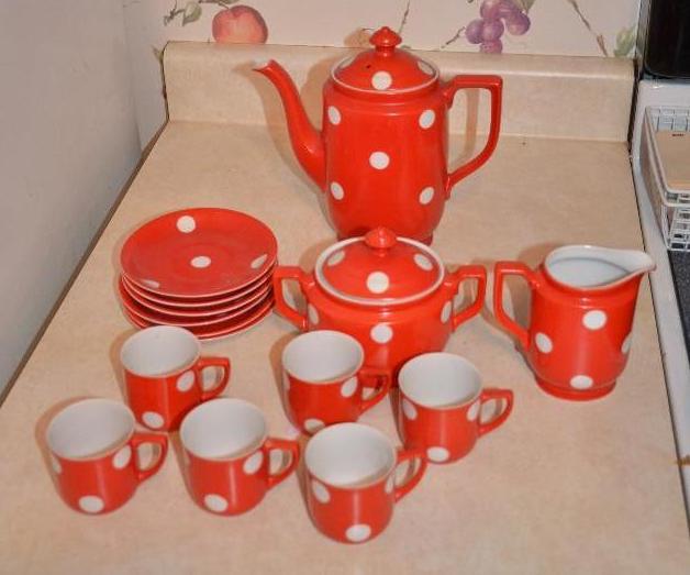 lot 205 image: Red & White polka dot Czechoslovakia Tea ...