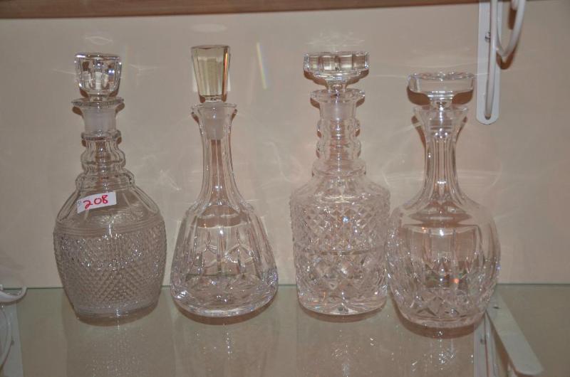lot 208 image: Four Beautiful Lead Crystal Decanters The tal...