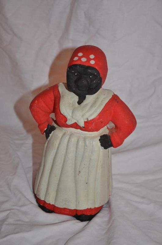 lot 235 image: Antique cast iron bank 10" tall...