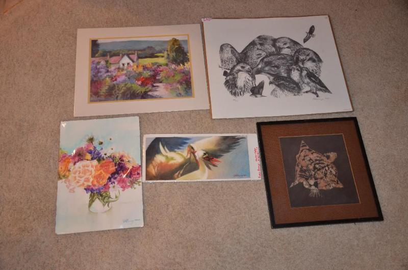 lot 240 image: Robin Berry original water color of bird, oth...
