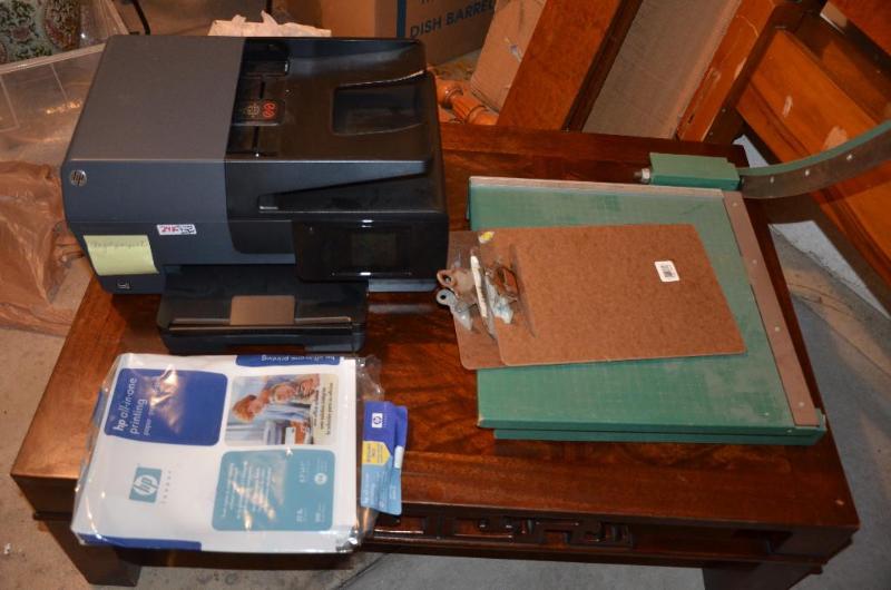 lot 248 image: HP Officejet 6835 with paper cutting board...