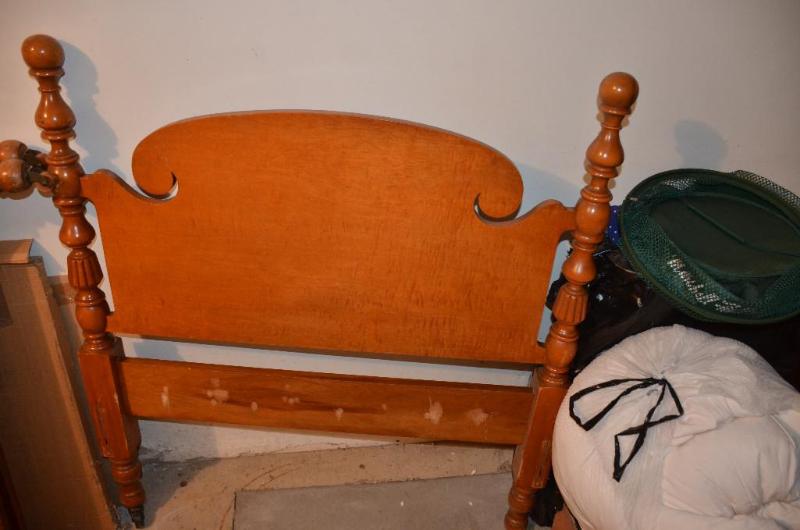 lot 249 image: Set of two single wood bed frames as pictured...