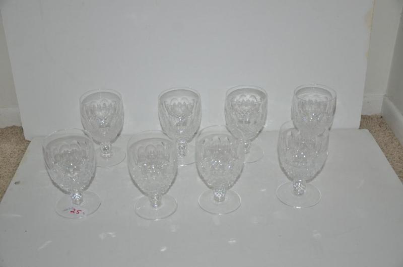 lot 25 image: Waterford crystal glasses, set of 8. 6" ...