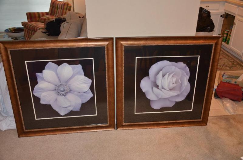 lot 257 image: 2 large framed prints 37x37" one has a c...