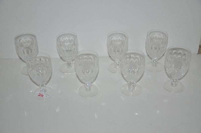 lot 26 image: Waterford crystal glasses, set of 8. 5" ...
