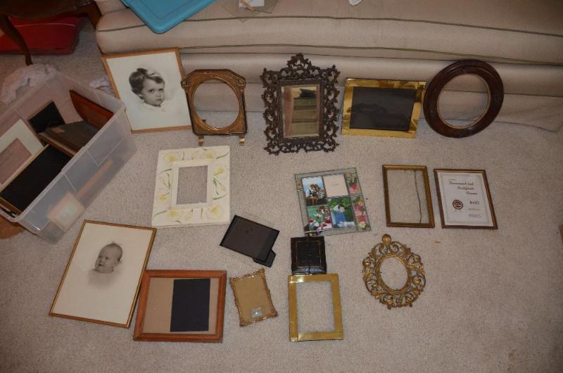 lot 268 image: Picture frames of many sizes. One vintage cas...