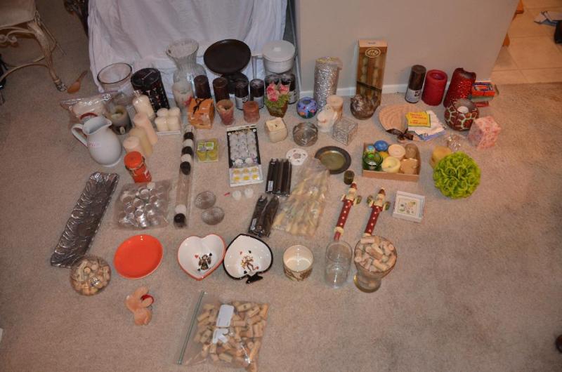 lot 271 image: Candles, corks, nut bowls, pitcher, vases...