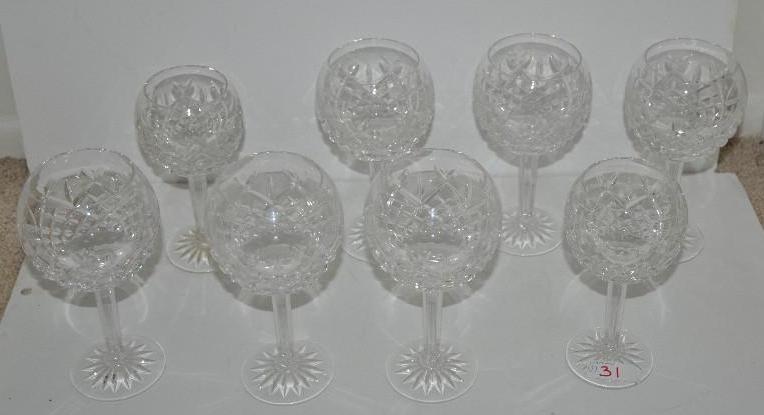 lot 31 image: Waterford crystal glasses set of 8 7.5" ...