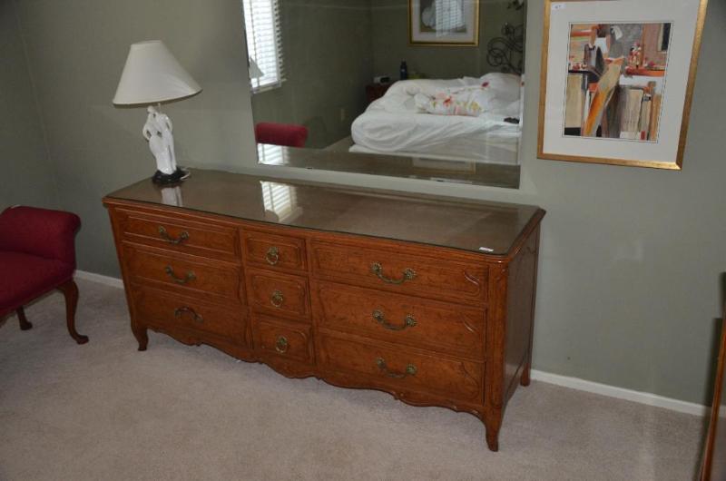 lot 38 image: Wood dresser 72x20x31" by Davis Cabinet ...